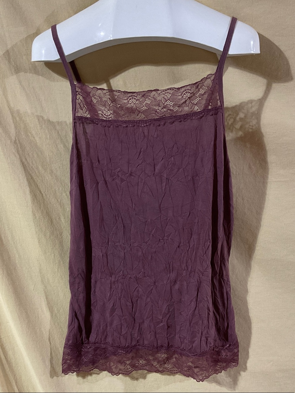 Maurices Size 1X Plum Lace-Trim Camisole